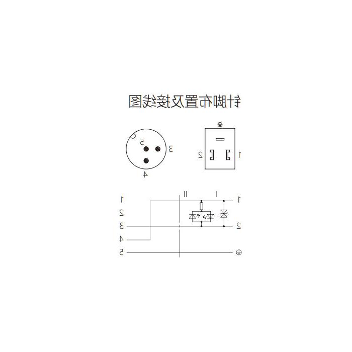 Valve plug Type B, DIN, 10mm, 3Pin/M12 male straight, double end pre-cast PVC non-flexible cable, grey sheathing, 6VB063-XXX